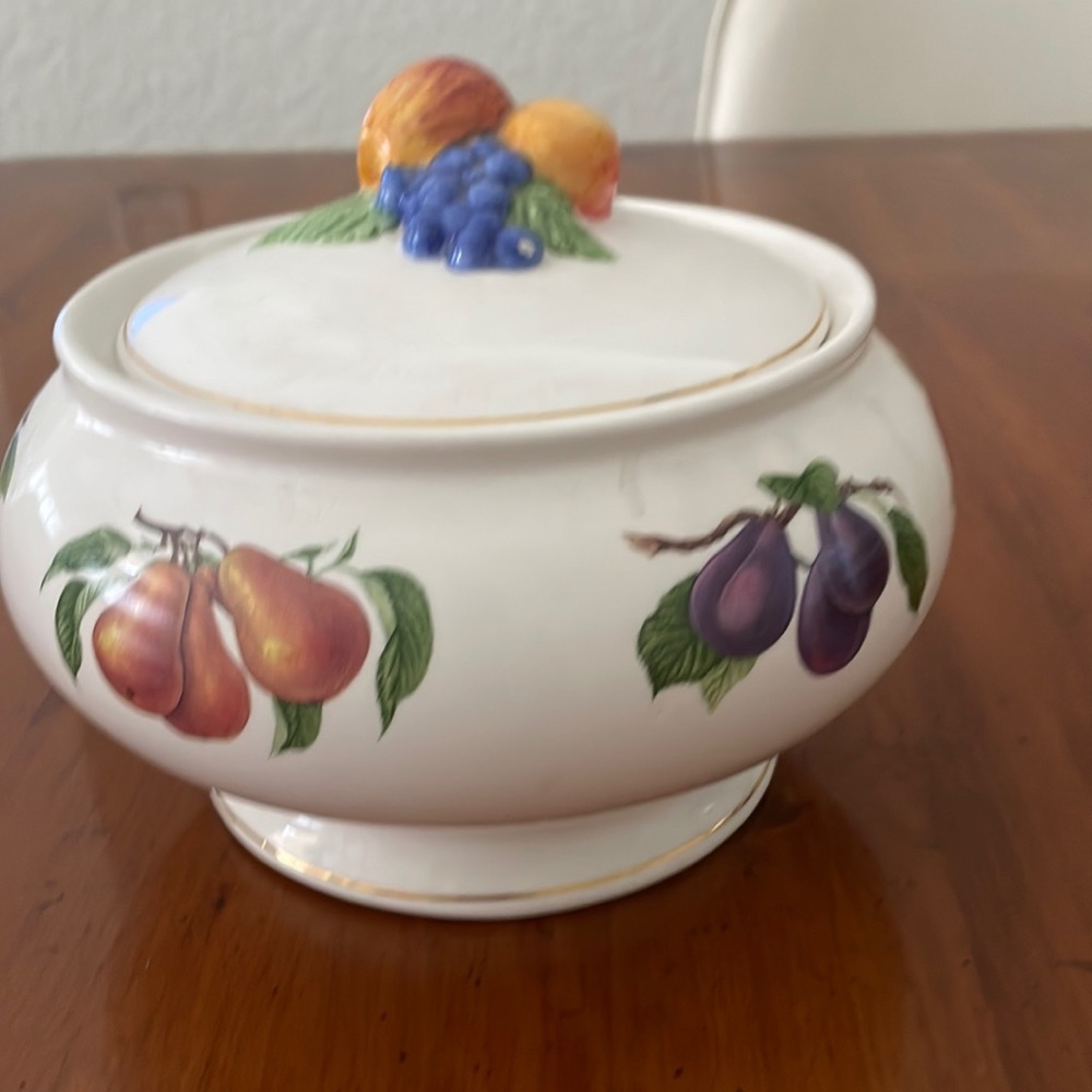 Large, ceramic fruit, motif serving bowl